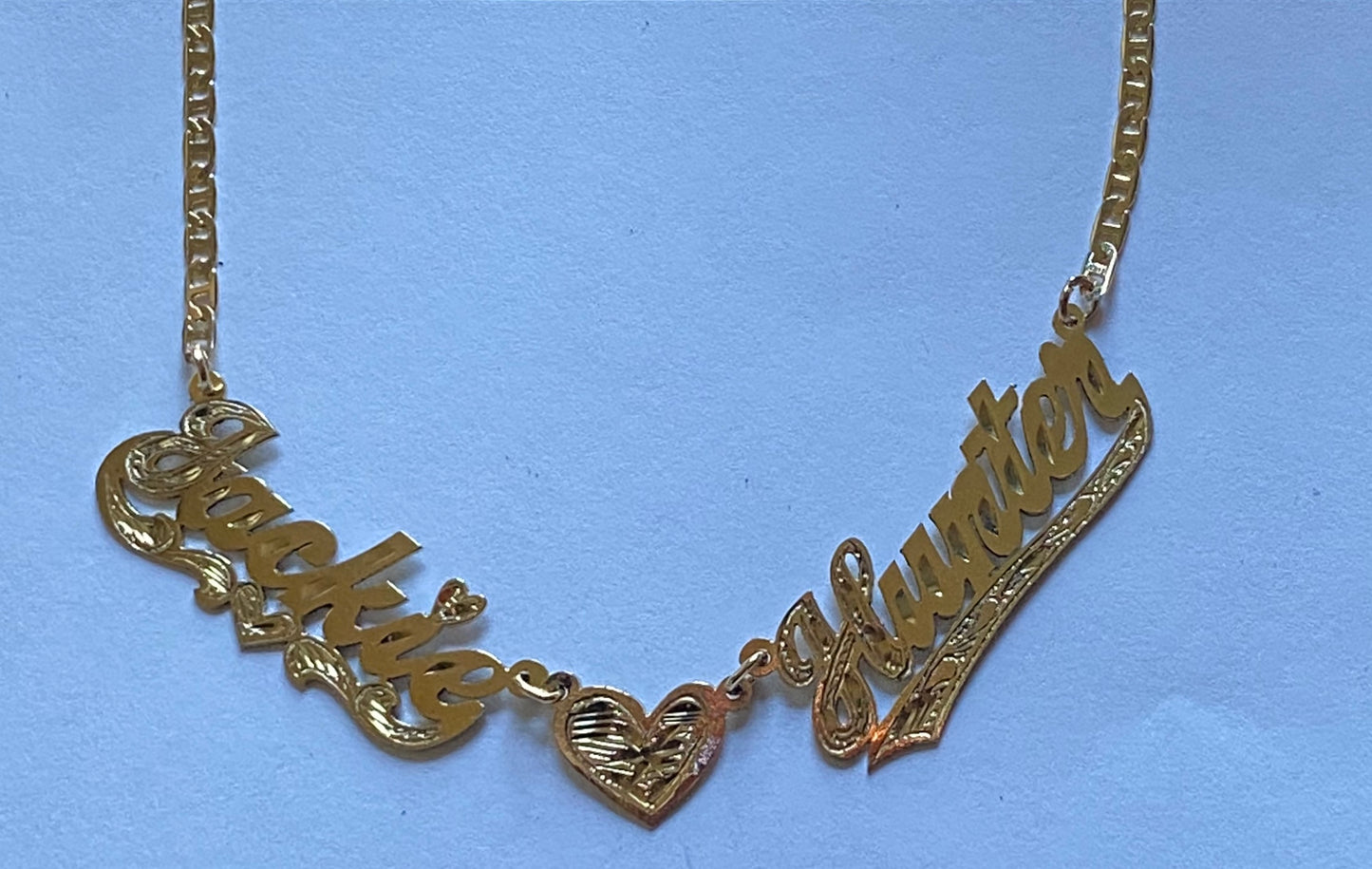 Personalized 2 Heart Set Double Plated