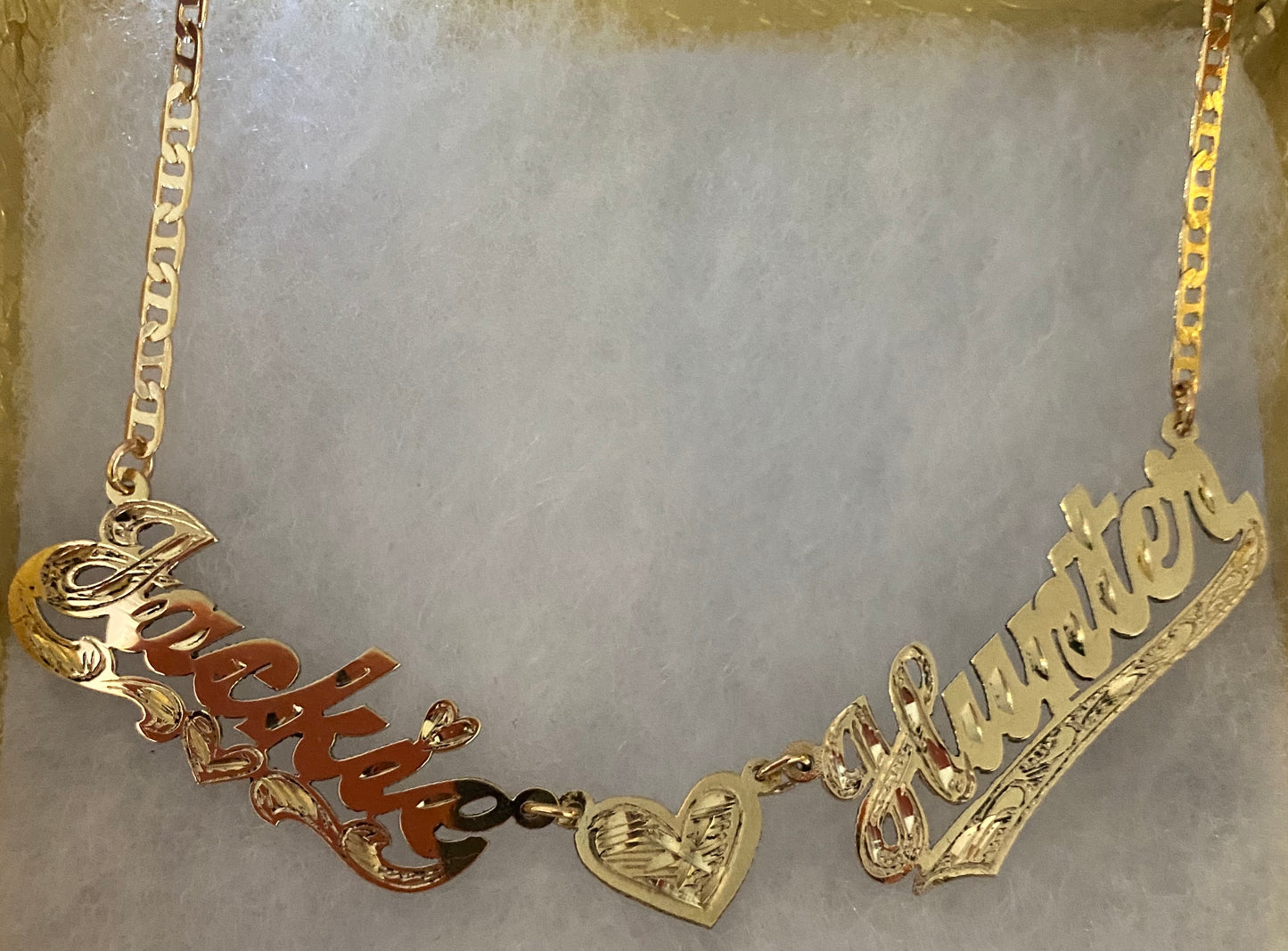 Personalized 2 Heart Set Double Plated
